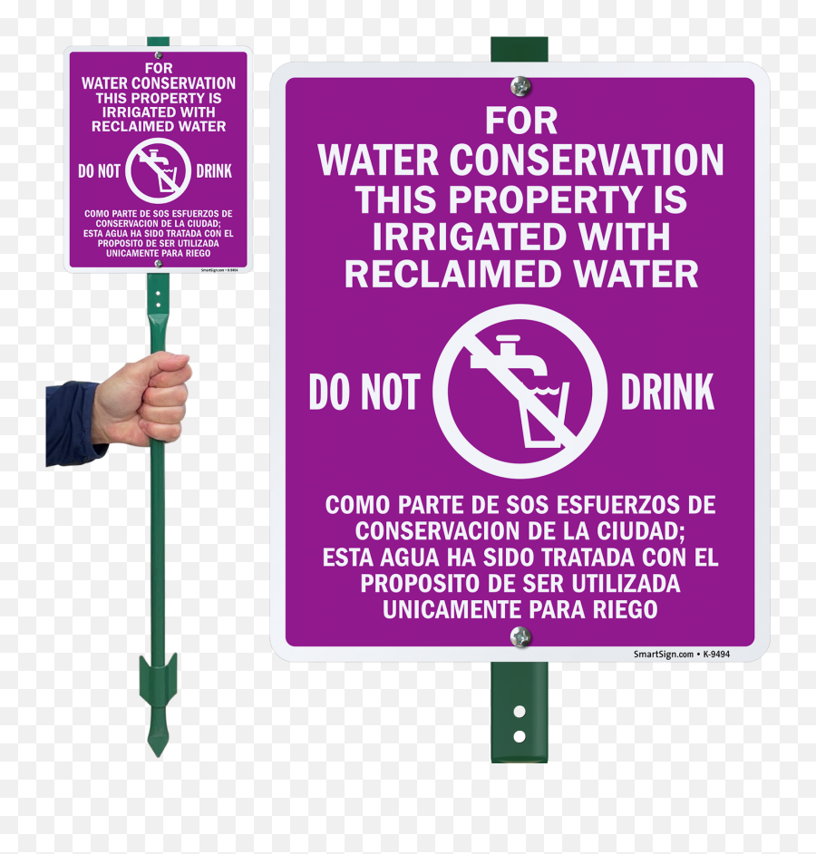 This Sign Warns Everyone Against Drinking Recycled Water Used To Irrigate Lawns Or Farms In Your Property - The Sign With Stake Is Posted High Enough Dog Poop Signs Png,Water Conservation Icon