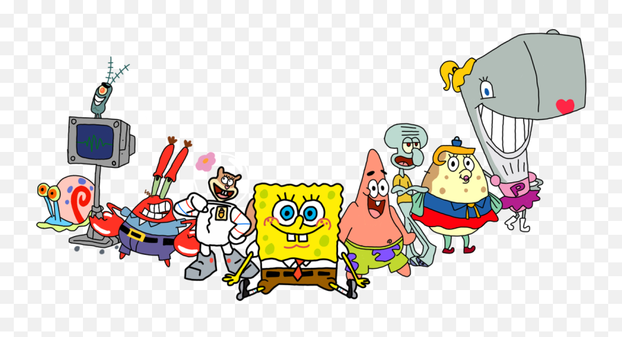 Spongebob Characters Drawings Free Download - Spongebob Squarepants All Characters Drawing Png,Spongebob Transparent Background