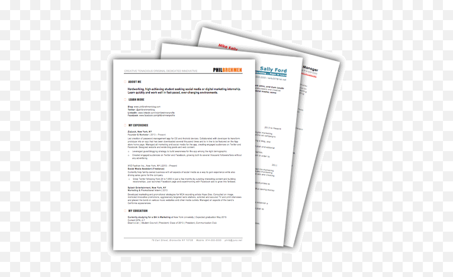 Free Marketing Resume Templates 10 Samples For Download - Document Png,Resume Png