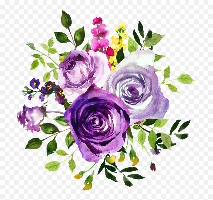 Three Flowers Illustration Flower Purple Watercolor Painting - Purple Watercolor Flowers Png,Flower Illustration Png
