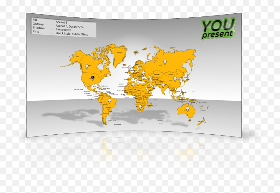 World Map Template For Powerpoint Youpresent - World Map Png,Google Slides Transparent Shape