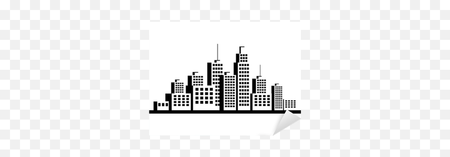 Sticker City Icon - Pixersus White City Background Vector Png,City Icon Black And White