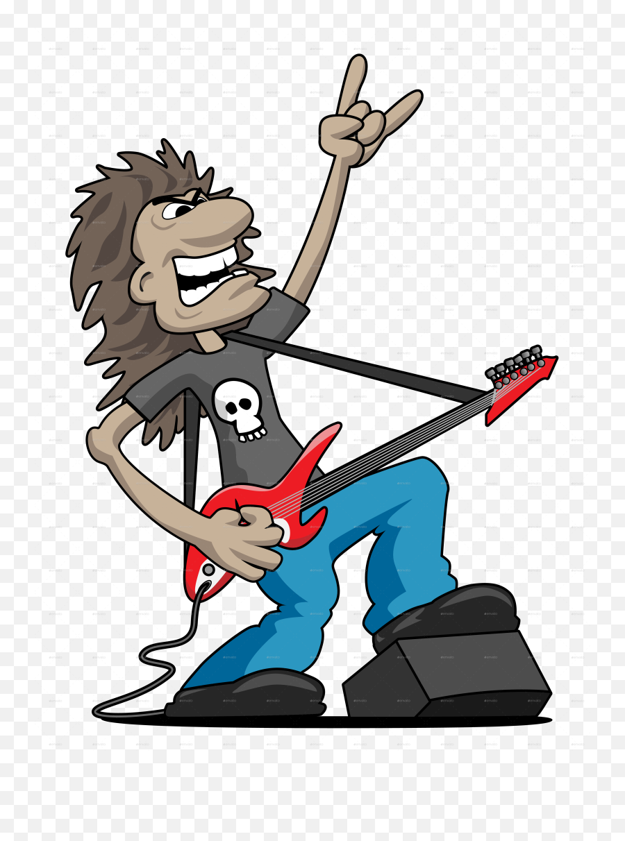 Heavy Metal Rock Guitarist Cartoon - Guitar Rock Star Cartoon Png,Cartoon Rock Png