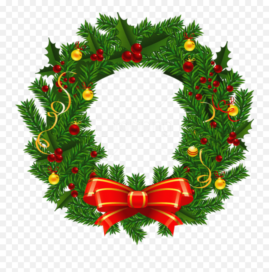 Transparent Christmas Wreath Png - Christmas Wreath Clipart Png,Christmas Garland Png