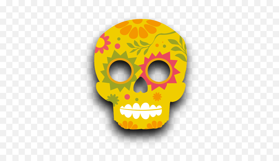 Colorful Floral Yellow Sugar Skull - Mexican Sugar Skulls Transparent Background Png,Sugar Skull Png