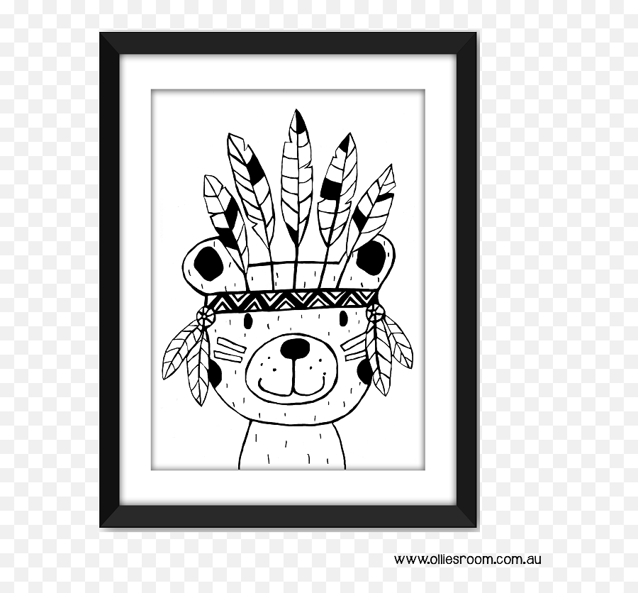Monochrome Wild Things Art Work Handdrawn Bear Poster Print - Poster Png,Where The Wild Things Are Crown Png