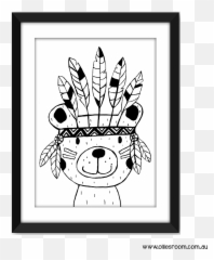 Monochrome Wild Things Art Work Handdrawn Bear Poster Print - Poster Png,Where The Wild Things Are Crown Png