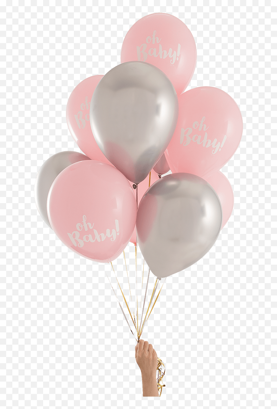 Oh Baby Pink U0026 Silver Party Balloons 14 - Transparent Pink Balloons Png,White Balloons Png