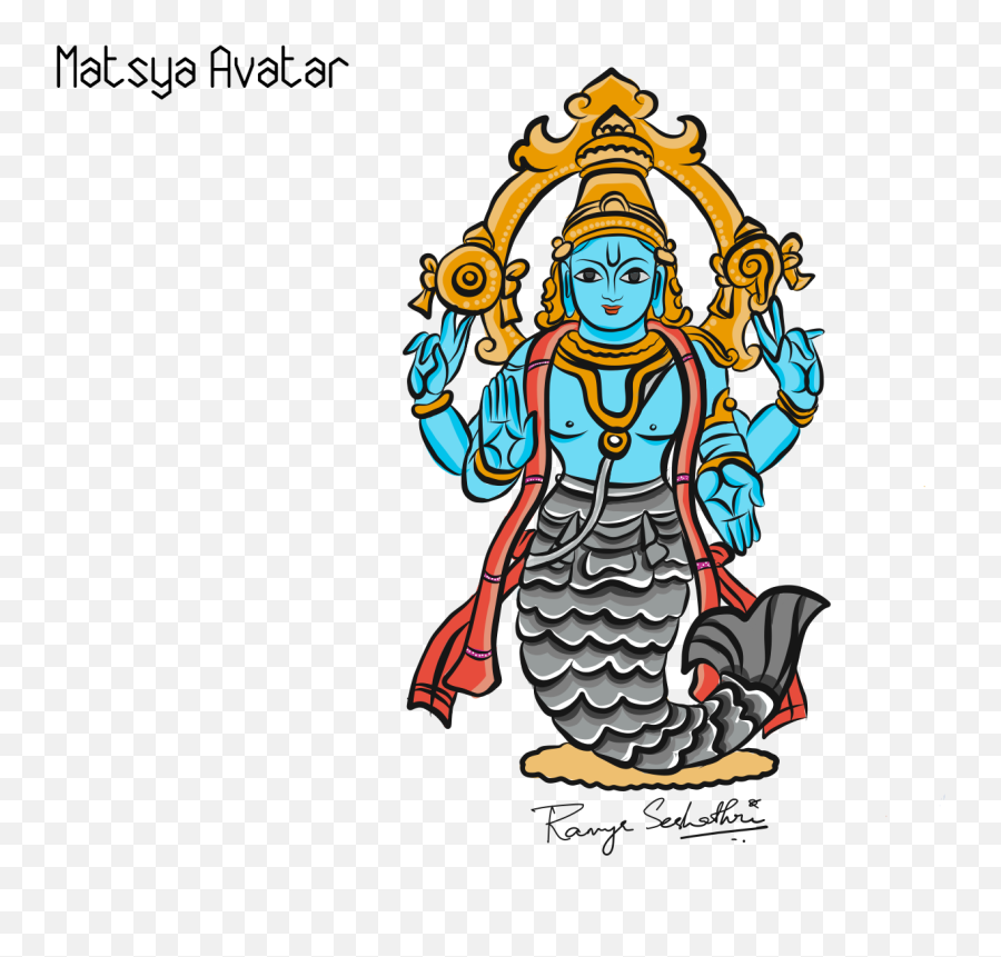 Lord Vishnu Designs Themes Templates And Downloadable - Lord Vishnu Matsya  Avatar Drawing Png,Krishna Icon - free transparent png images 