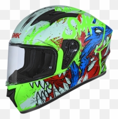Smk Stellar Werewolf Fluro Green White Red Gloss Gl813 Helmet - Smk Stellar Helmets Png,Icon Gloss White