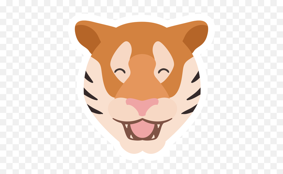 Tiger Happy Stripe Head Flat Sticker - Transparent Png U0026 Svg Happy Tiger Face Png,Animal Head Png