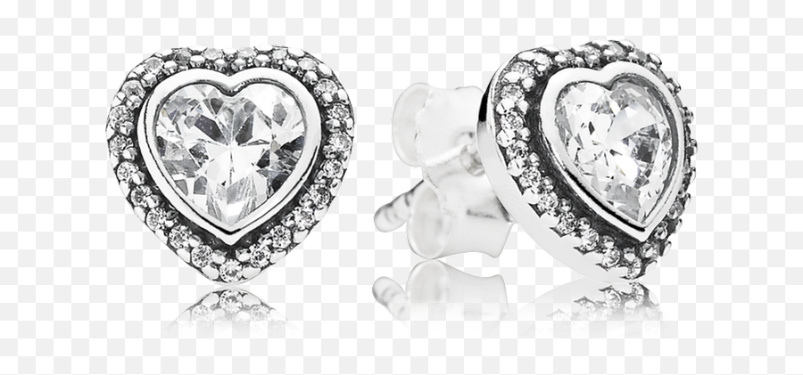 Download Earrings Pandora Button 290736cz Woman Silver Heart Png Sparkling