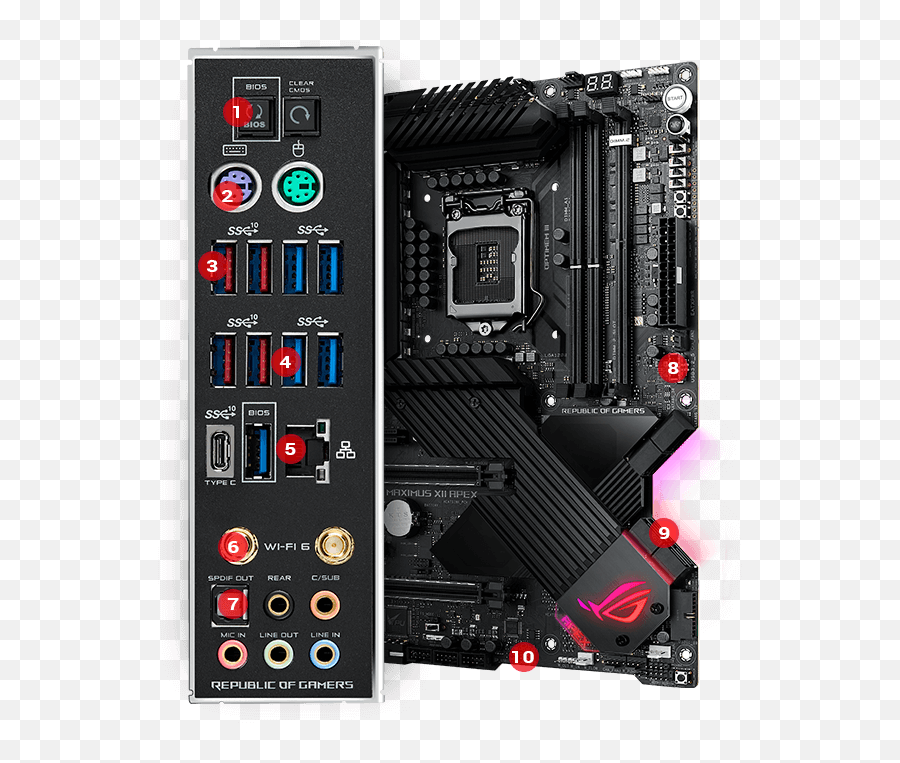 Asus Rog Maximus Xii Apex Lga 1200 Atx Intel Motherboard - Asus Rog Maximus Xii Apex Ports Png,3ds Restore Health And Safety Icon