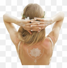 Womenu0027s Sexy Body Art Henna White Lace Tattoo Sticker New - Back png