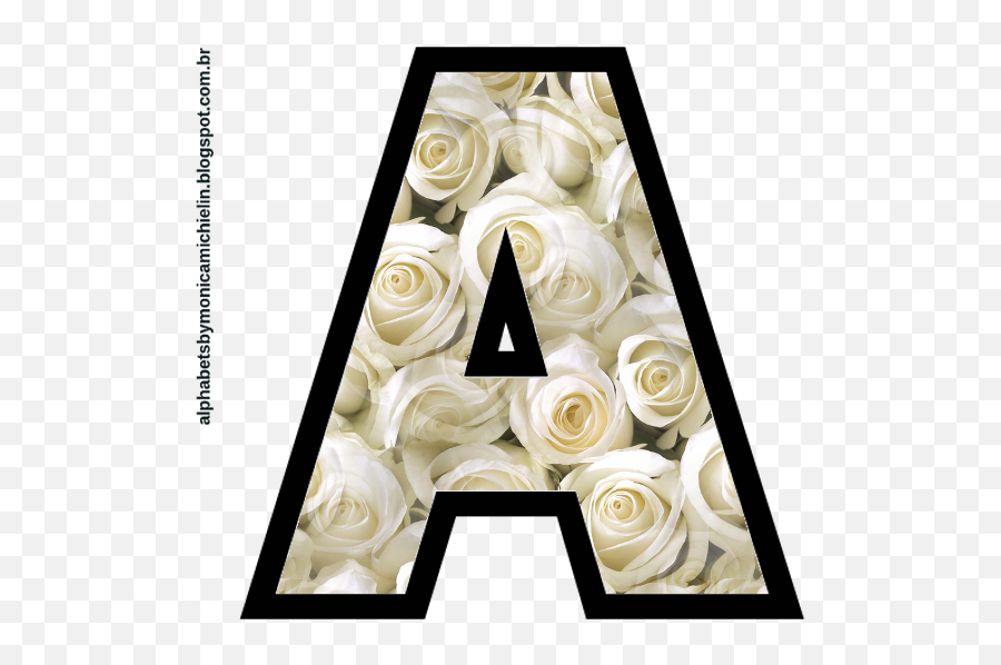 Monica Michielin Alfabetos Rosas Brancas Alfabeto Png - Alphabet,Rose Outline Png