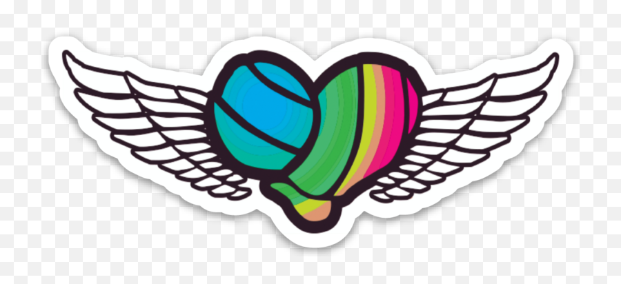 Volleyball Rainbow Heart With Wings Sticker - Metro Polda Jaya Logo Png,Rainbow Heart Png