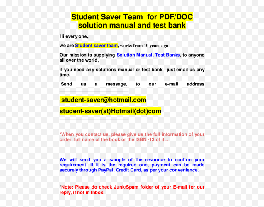 Pdf Student Saver Team For Pdfdoc Solution Manual And Test