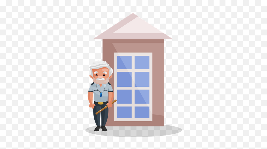 Best Premium Security Guard Thinking Something Illustration - Guard House Cartoon Png,Outhouse Icon