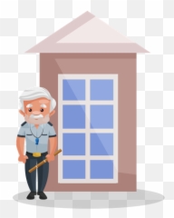 Best Premium Security Guard Thinking Something Illustration - Guard House Cartoon Png