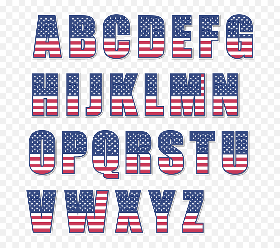Usa Flag Alphabet Letters Vector - Alphabet American Flag Font Png,Usa Flag Png