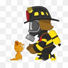 Download Firefighter And Kitten - Firefighter Png,Firefighter Png