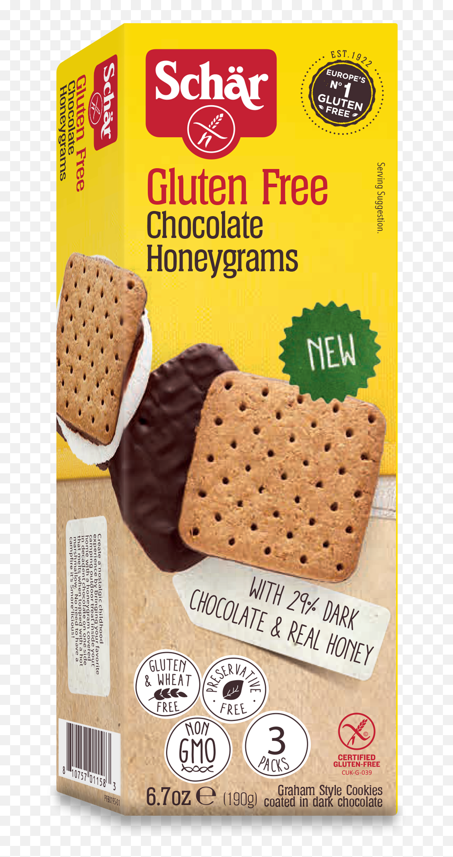 Schar Gluten Free Chocolate Honeygrams 67 Oz 6 Pack - Schar Gluten Free Chocolate Honeygrams Png,Gluten Free Png