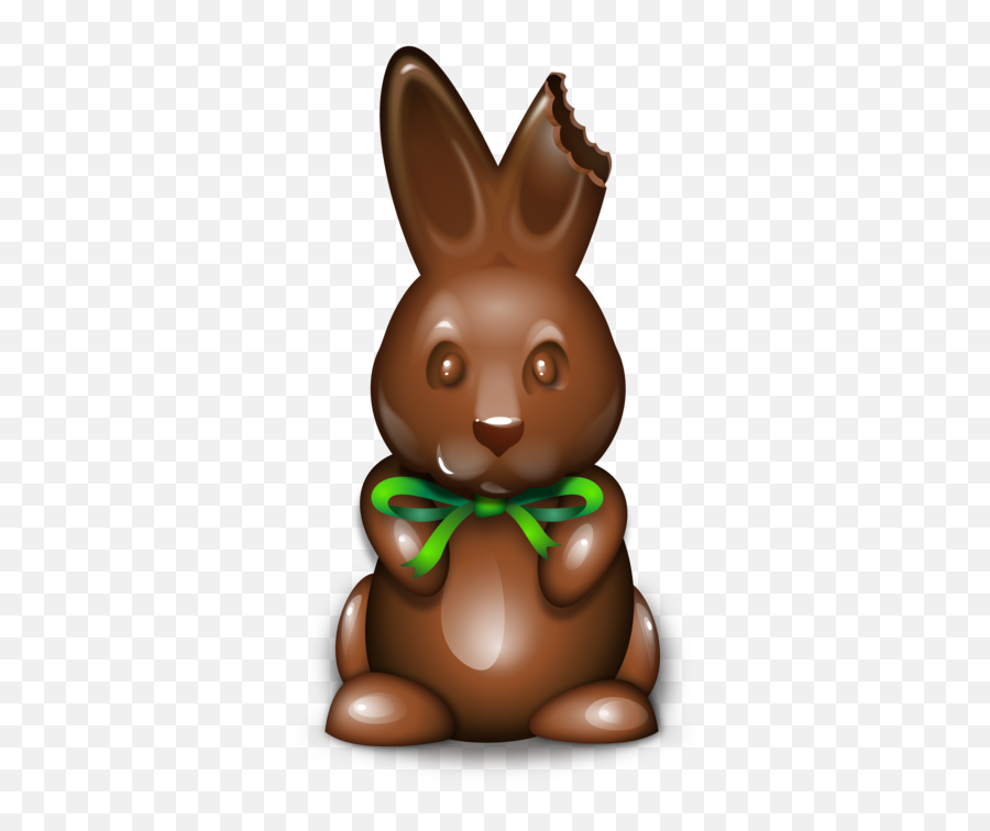 Chocolate Easter Bunny With One Ear Bitten - Chocolate Bunny Bit Off Ear Clipart Png,Easter Bunny Ears Png