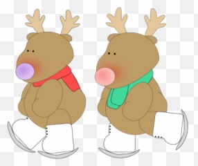 Reindeer Friends Ice Skating Clip Art - Reindeer Friends Ice Ice Skating Clip Art Png,Reindeer Transparent Background