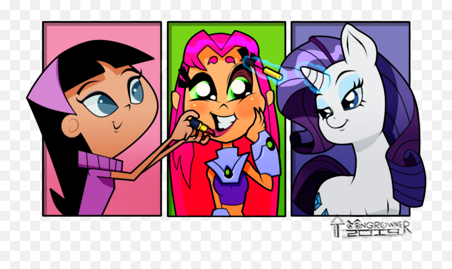 Toongrowner Lipstick Makeover Midriff Rarity Safe - Starfire Teen Titans Go Art Png,Starfire Png