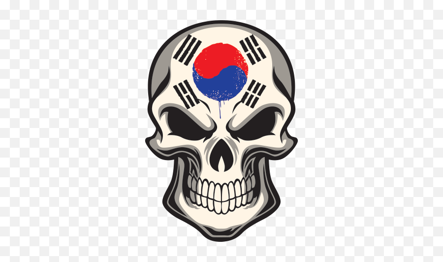 Printed Vinyl South Korea Flag Skull Stickers Factory - South Korea Skull Flag Png,South Korea Flag Png