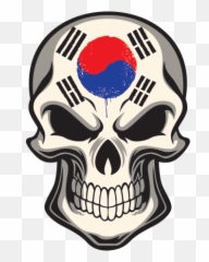 Printed Vinyl South Korea Flag Skull Stickers Factory - png