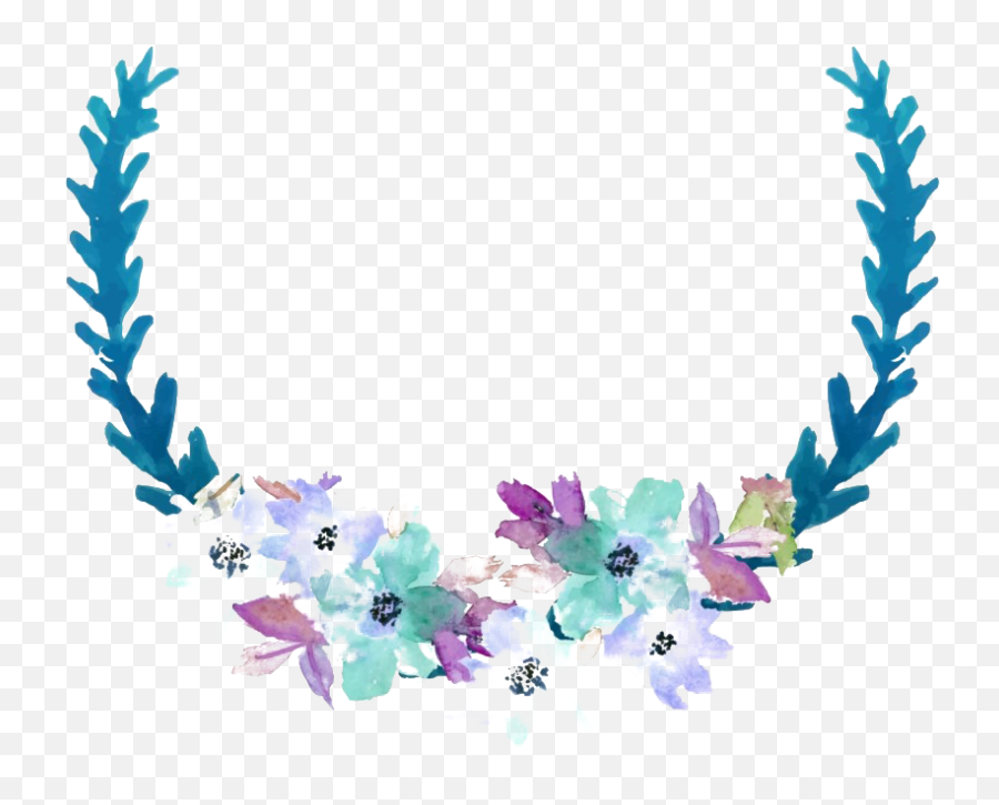 Round Blue Floral Png Image Mart - Watercolor Flowers Background Clipart,Purple Flowers Png