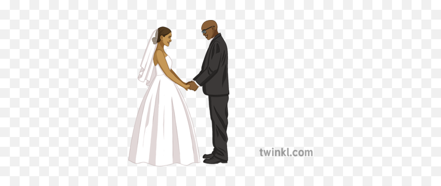 Matrimony Wedding Couple Illustration - Twinkl Bride Png,Married Couple Png