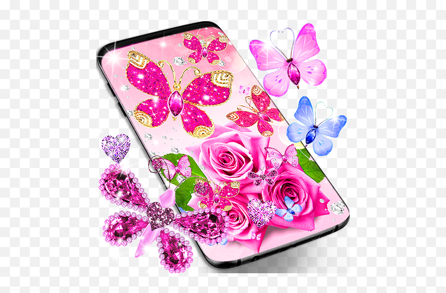 Diamond Butterfly Pink Live Wallpaper - Apps On Google Play Diamond Pink Butterfly Live Png,Pink Butterfly Png