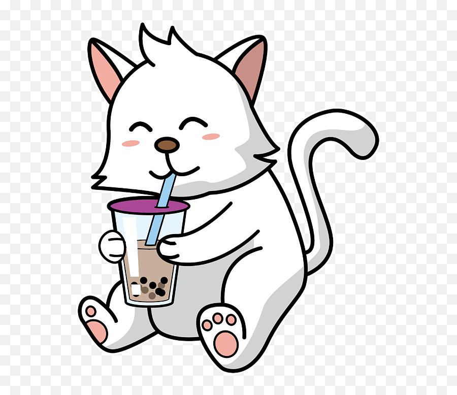 Boba Cat Kitten Drinking Bubble Milk Tea Gift Fleece Blanket - Boba Cat Png,Bubble Tea Transparent