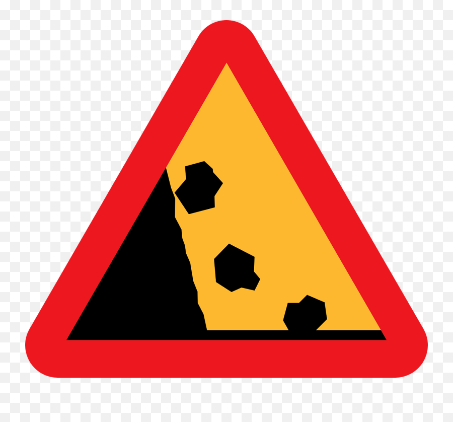 Free Vector Falling Rocks Road Sign Clip Art - Falling Rocks Falling Rocks Road Signs Png,Rock Clipart Transparent