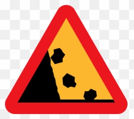 Free Vector Falling Rocks Road Sign Clip Art - Falling Rocks Falling Rocks Road Signs Png,Rock Clipart Transparent