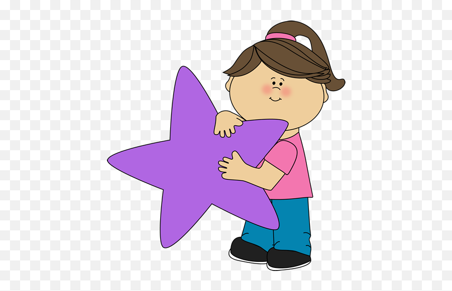 Download Girl Holding A Purple Star Clip Art - Partner Girl Holding Star Clipart Png,Purple Star Png
