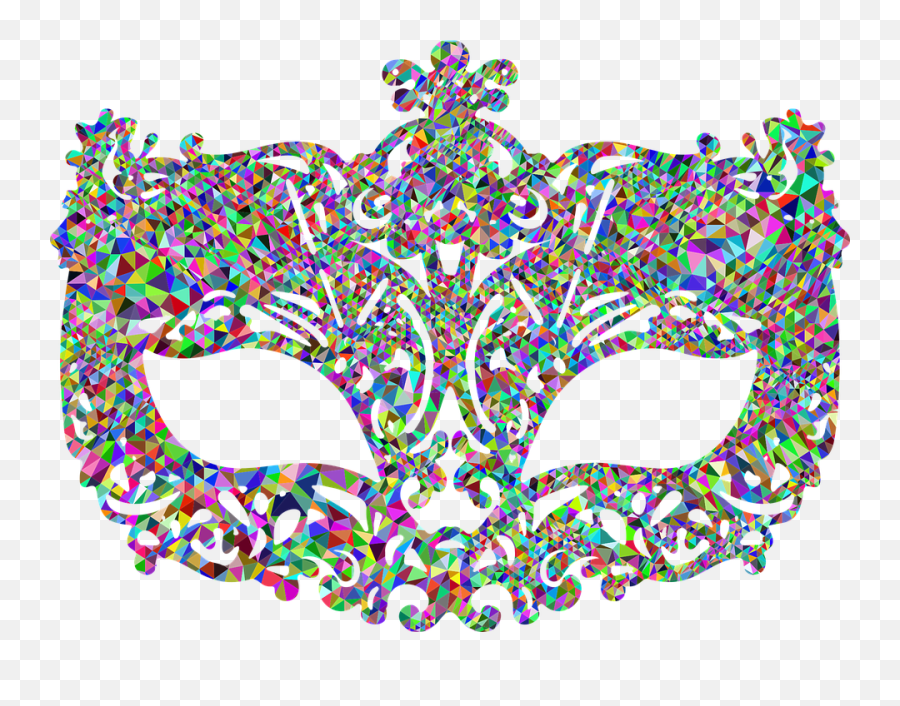 Low Poly Prismatic Carnival Mask - Transparent Background Masquerade Masks Clipart Png,Mardi Gras Mask Png