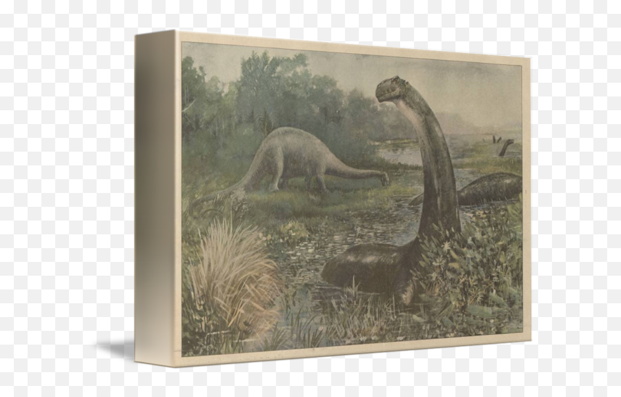 Vintage Illustration Of Brachiosaurus Dinosaurs By Map Store - Brontosaurus Png,Brachiosaurus Png