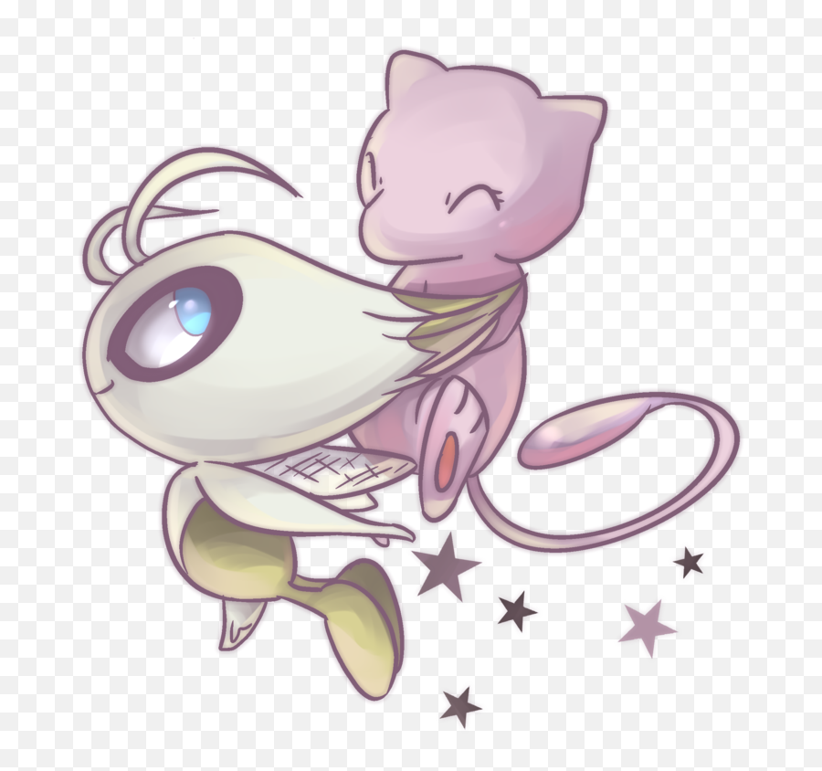 Celebi And Mew Two U0027pixieu0027 Pokémon - Mew And Celebi Full Pokemon Mew X Celebi Png,Mew Png