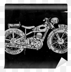 Hand Drawn Silhouette Of Vintage Motorcycle Filled With Text Grunge Illustration Wall Mural U2022 Pixers - We live change Chopper png