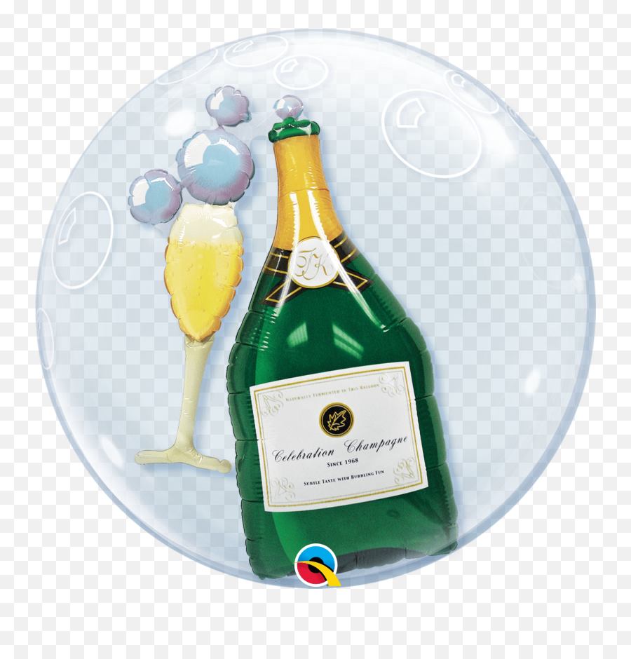 Bubbly Champagne Double Bubble - Champagne Bottle And Glass Png,Champagne Bubbles Png