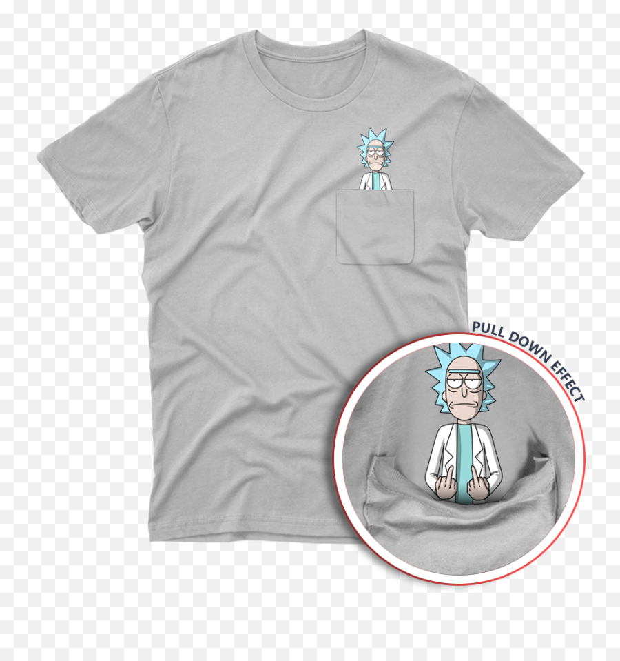 Shop The New Rick And Morty Pocket Pull Down Middle Fingers - Rick And Morty Middle Finger Pocket Shirt Png,Shirt Pocket Png