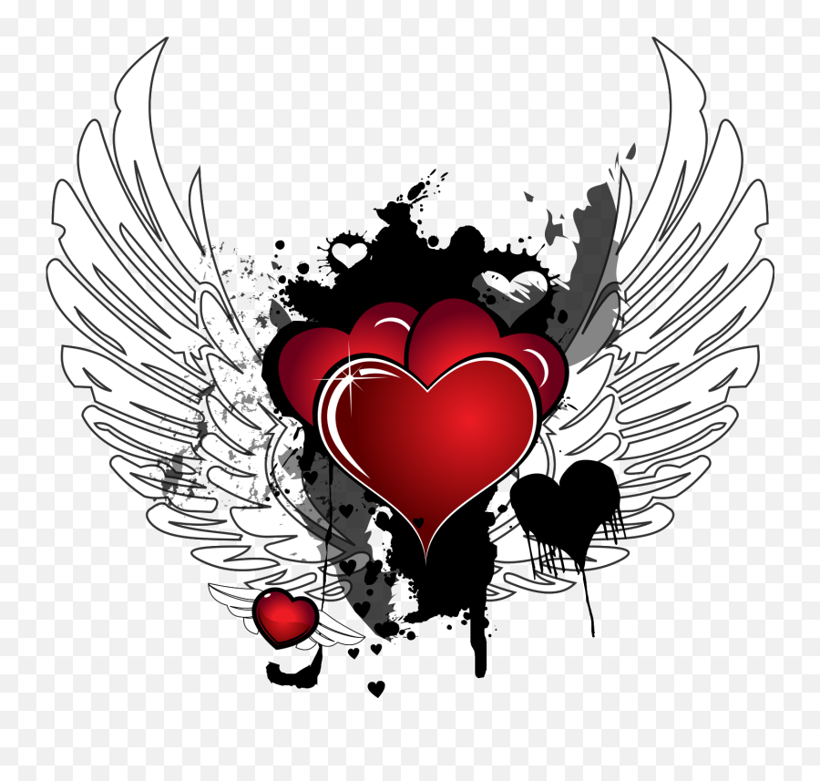 Free Heart With Wing 1187591 Png - Black And White Fly Heart,Heart With Wings Icon