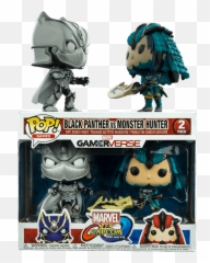 Marvel Vs Capcom - Black Panther White Vs Monster Hunter Pop Vinyl Figure 2pack Monster Hunter Pop Vinyl Png,Black Panther Transparent