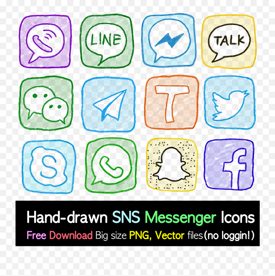 Hand Drawn Sns Icons Vector Png Filesmessenger Icon - Language,Facebook Messenger Icon Vector