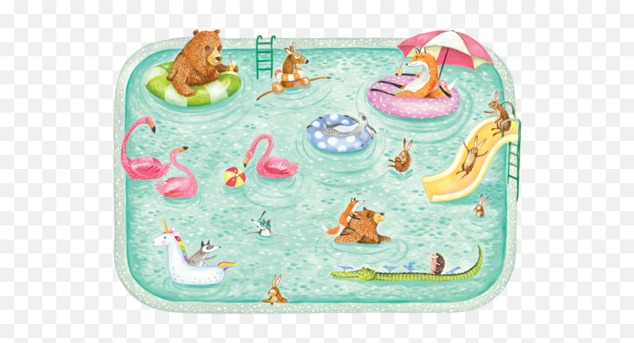 Die - Cut Pool Party Placemat Illustration Png,Pool Party Png