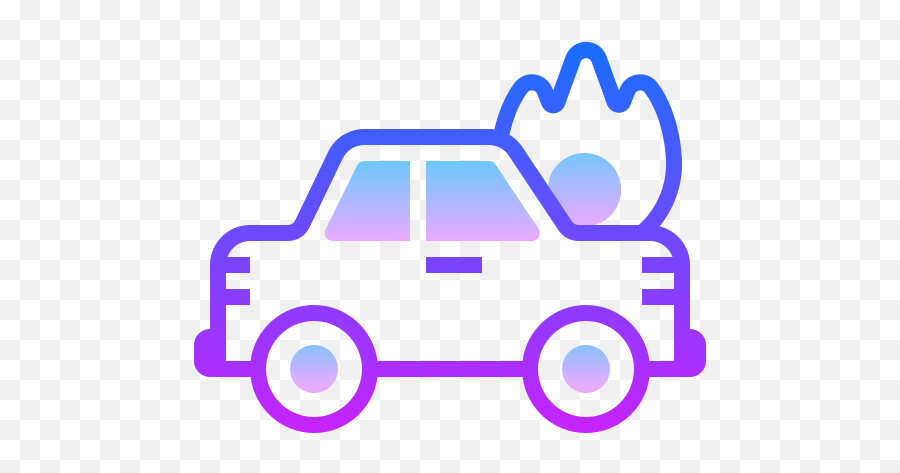 Car Fire Icon In Gradient Line Style - Outline Car Clipart Black And White Png,Purple Fire Icon