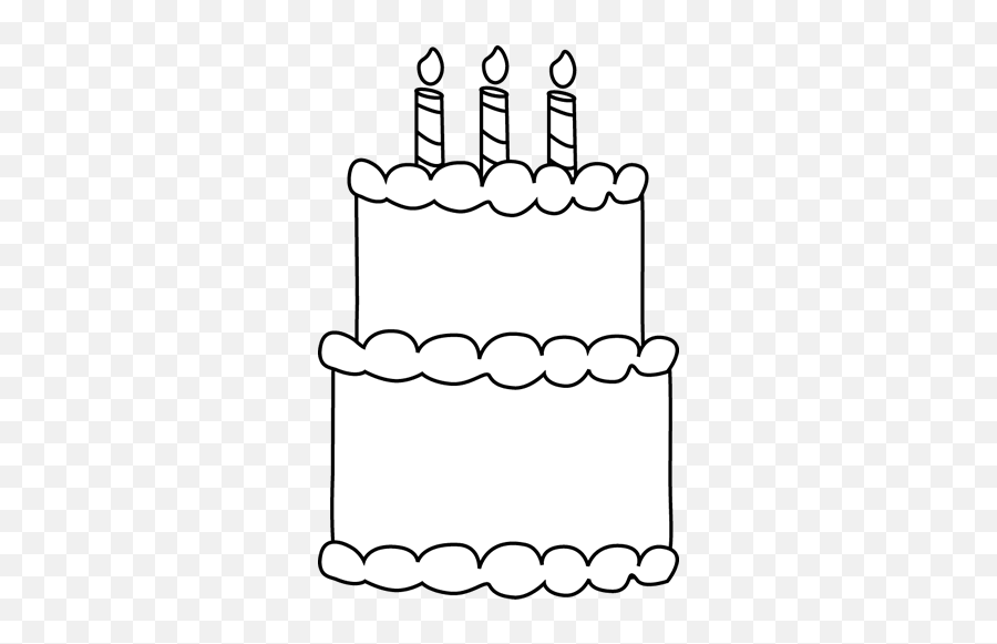 Cake Black And White Clipart Without Candles - Outline Cake Clipart Black And White Png,Birthday Cake Clipart Transparent Background
